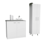 Quince 4-Door 2-piece Kitchen Set, Utility Sink Cabinet and Pantry Cabinet White