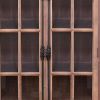 88 Inch Tall Cabinet, 4 Glass Panel French Doors, Crown Molding, Brown